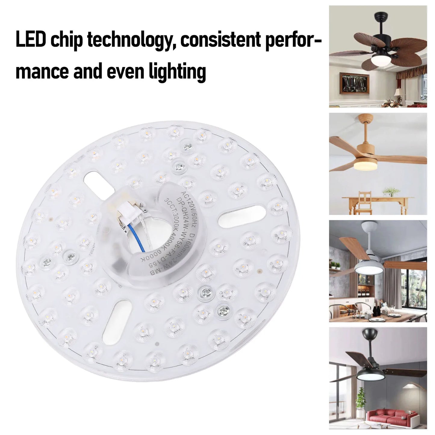 Ceiling Fan Light 6.3-inch LED Ceiling Fan Light Replacement Part Magnetic Suction Cup Freely Adjustable Brightness