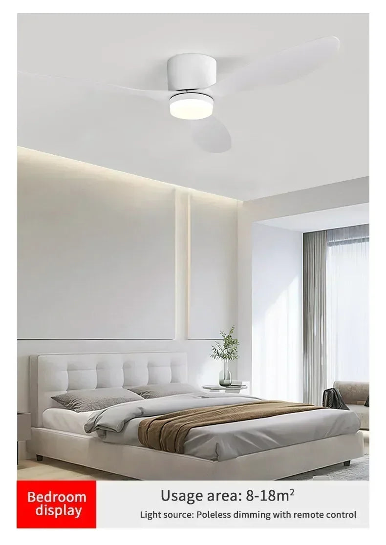 Modern Ceiling Fan, LED Light, DC Motor, High Air Volume Remote Control, Kitchen, Bedroom, Dining Room, Terrace, Pendant Light