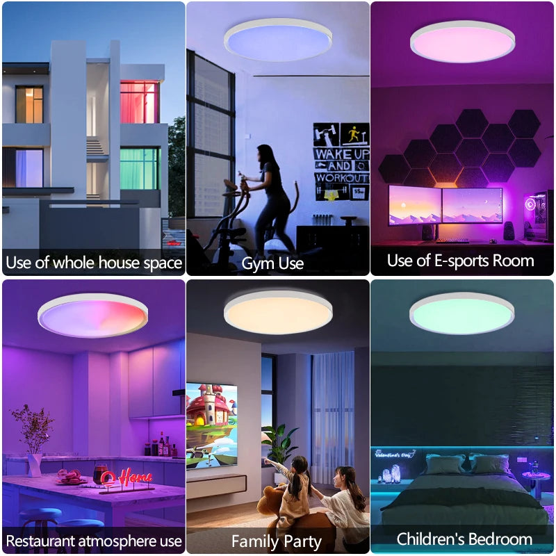 Smart TUYA Ceiling Light RGB Dimming APP Remote Control Bluetooth LED Light Home Interior Decoration Colour 32W 45W 47W AC 220V