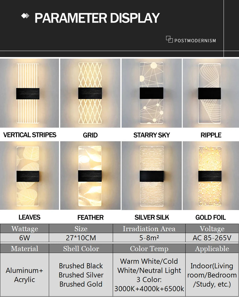 Acrylic Indoor Wall Lamp 6W LED Wall Light Modern Nordic Sconce Lamps Balcony Aisle Bedside Lights For Home Decoration AC85-265V