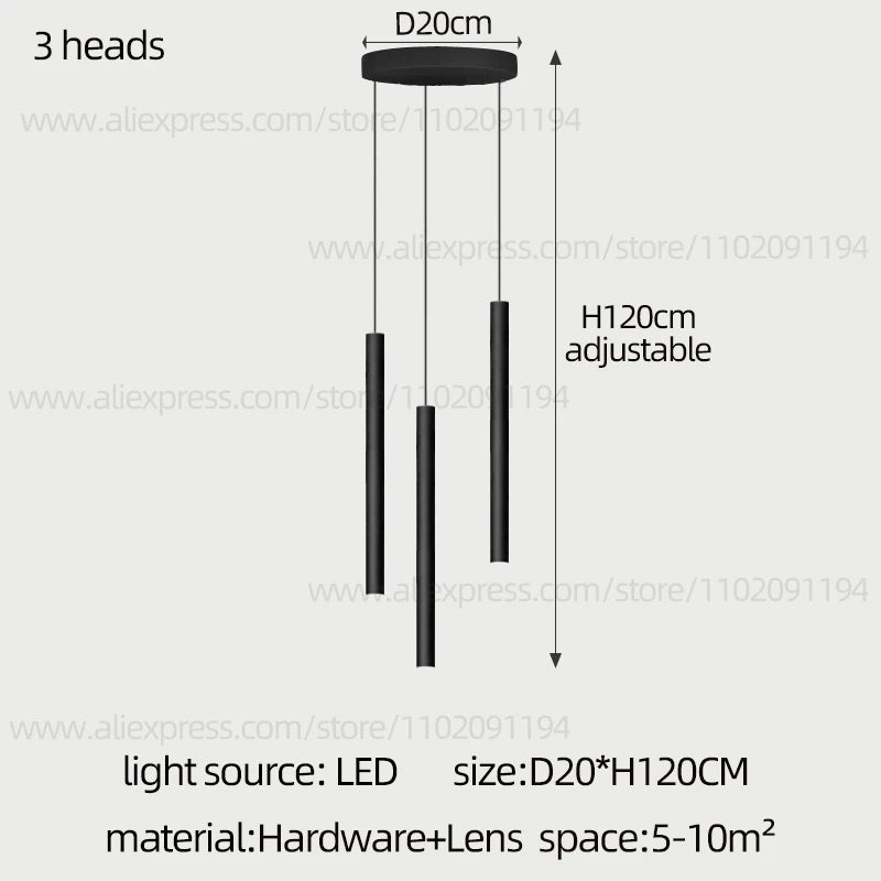 Cylindrical Modern Pendant Long Tube Lamp Hanging Cable Living Room Lamp Designer Villa Penthouse Lamp Led Staircase Chandelier