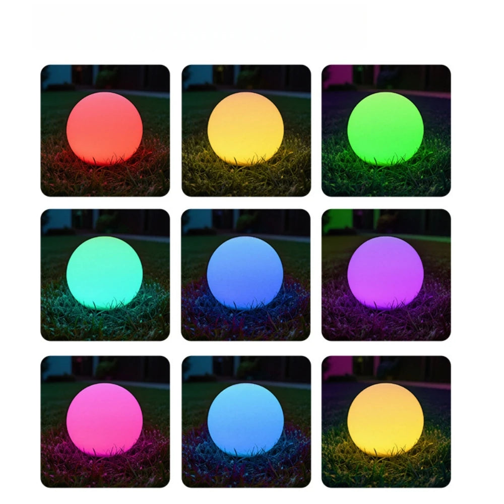 LED Ball Light Solar Rechargeable Globe Light Waterproof Outdoor Garden RGB Lamp for Patio Pool Yard Bar Party Decor Lighting