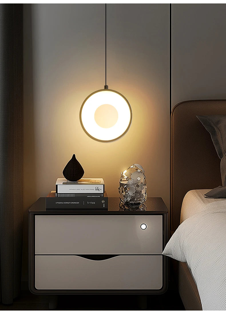 Modern Pendant Lamp Dining Room LED Crystal Design Gold Finish Minimalist Bedroom Bedside Lighting Chandelier for Home Decor