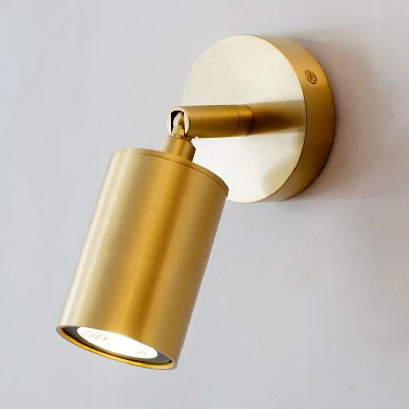 Vintage All-copper GU10 LED Wall Lamp Rotatable Bedroom Bedside Light Retro Indoor Adjustable Angle Brass Mini Reading Spotlight