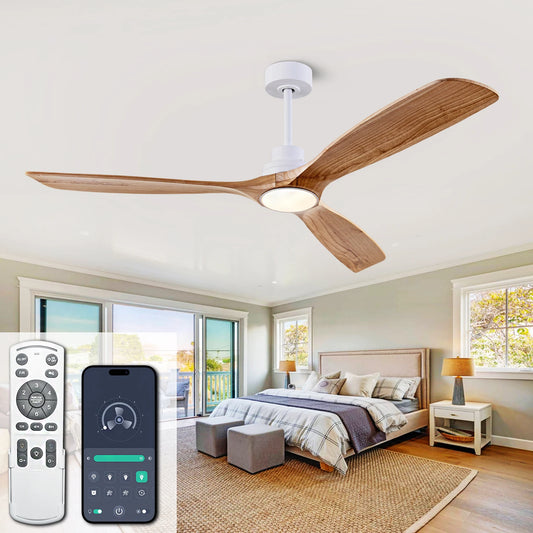42 52 60 Inch Natural Wood Ceiling Fan with Lights Remote Control Quiet DC Motor Ventiladores De Techofor 85-265V Ceiling Fans