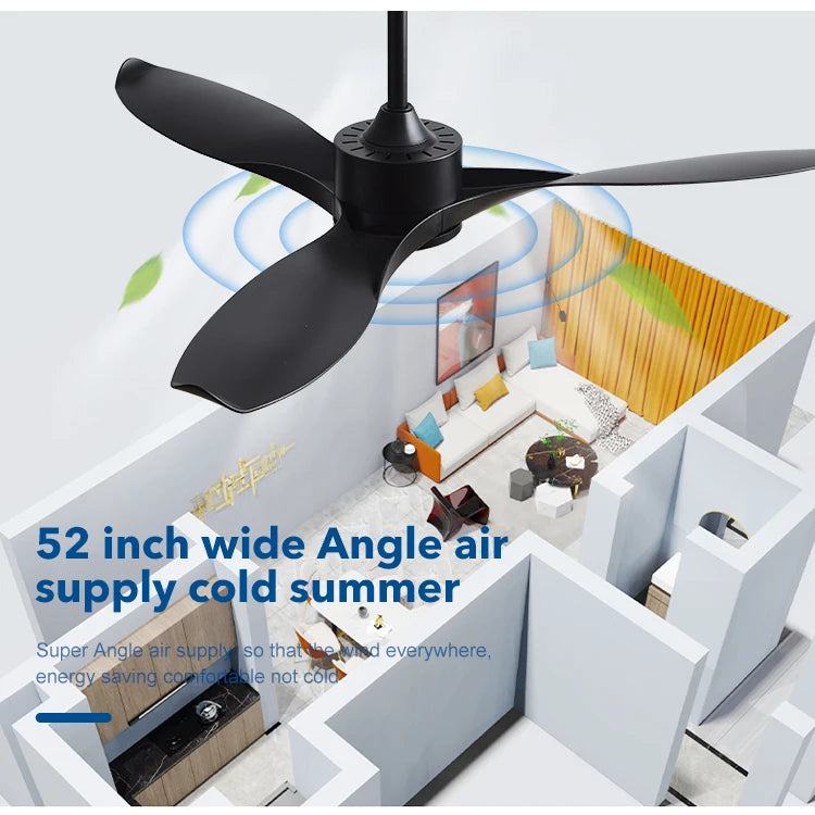 Modern Simple 42 /52 Inch Pure Copper DC Motor Remote Control ABS Blade Led Ceiling Fan With Light Restaurant Fan