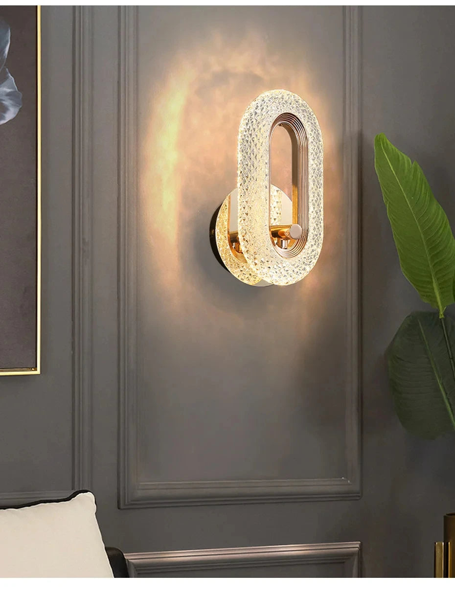 Modern Crystal Wall Lights Indoor Lighting Round/Oval LED Wall Lamp Home Decor for Kitchen Bedroom Living Room Creative Sconce