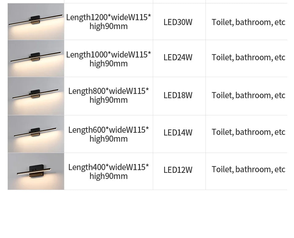 Modern Bathroom Vanity Light LED Dimmable 5CCT Bathroom Light Fixture 180° Rotatable for Over Mirror Bar Bathroom Restroom Decor