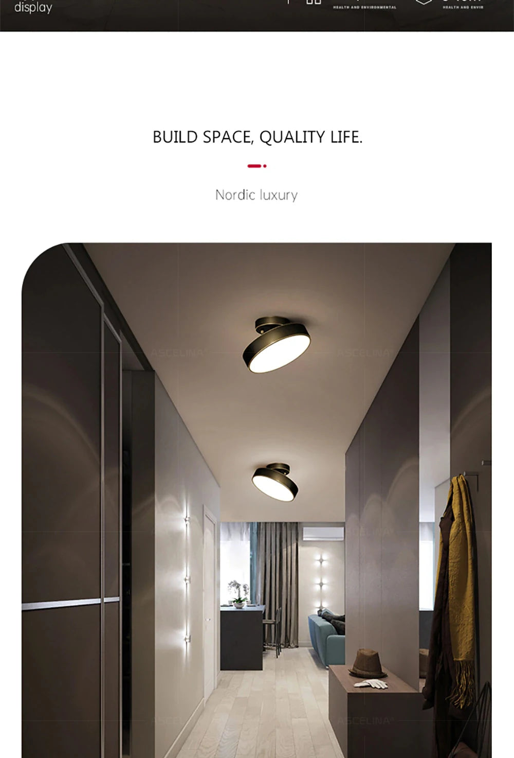 Modern LED Ceiling Light Copper Lamp For Bedroom Living Room Light Nordic Round Gold Black Entryway Corridor Aisle Decor Fixture