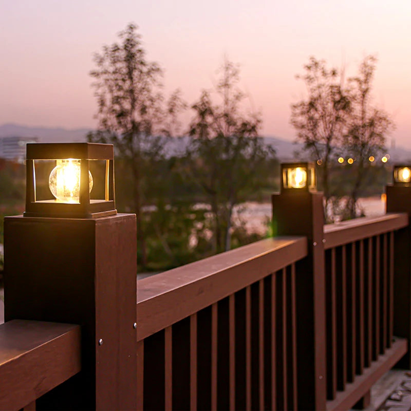2LEDs Solar Column Head Lights Outdoor, Led Lawn Lamp, IP65 Waterproof Buried Light, for Garden Courtyard Park Column