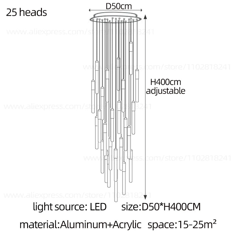 Bar Chandelier Modern Living Room Lamp Hanging Lamps Apartment Villa Hotel Penthouse Chandelier Column Staircase Chandelier