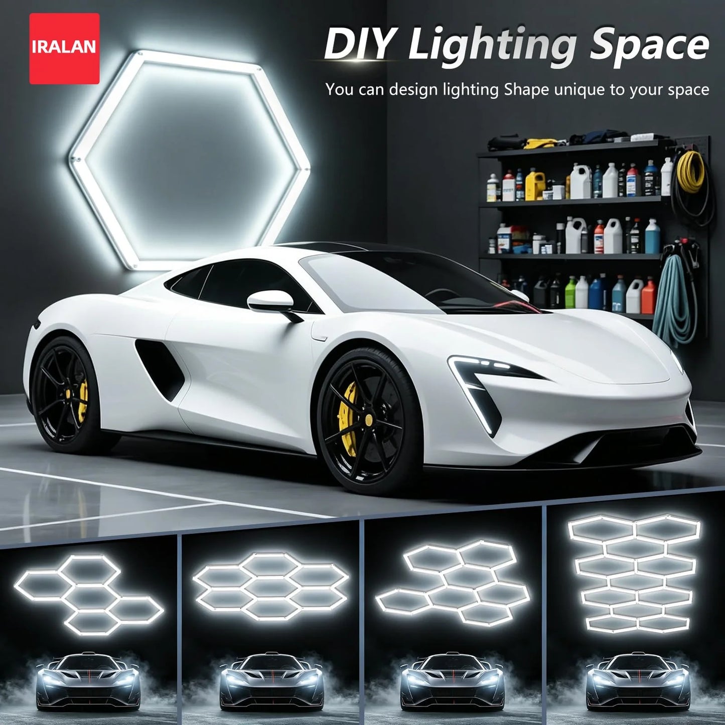 Hexagonal LED Lights Lighting Suitable for Barbecue Shop Barber Shop Gym Bar Garage Light 6500K Lighting Decoration Led Bulb