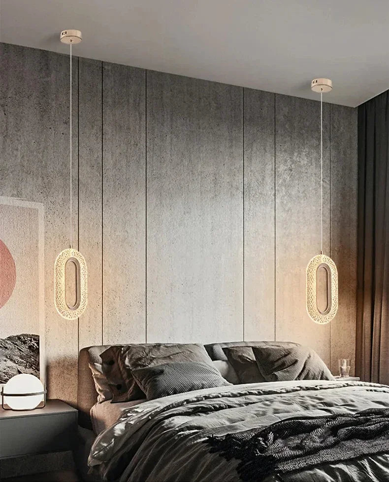 Modern Bedside Pendant Light, Long Line Living Room Background Wall Light, Study Pendant Light, Bedroom Interior Lighting