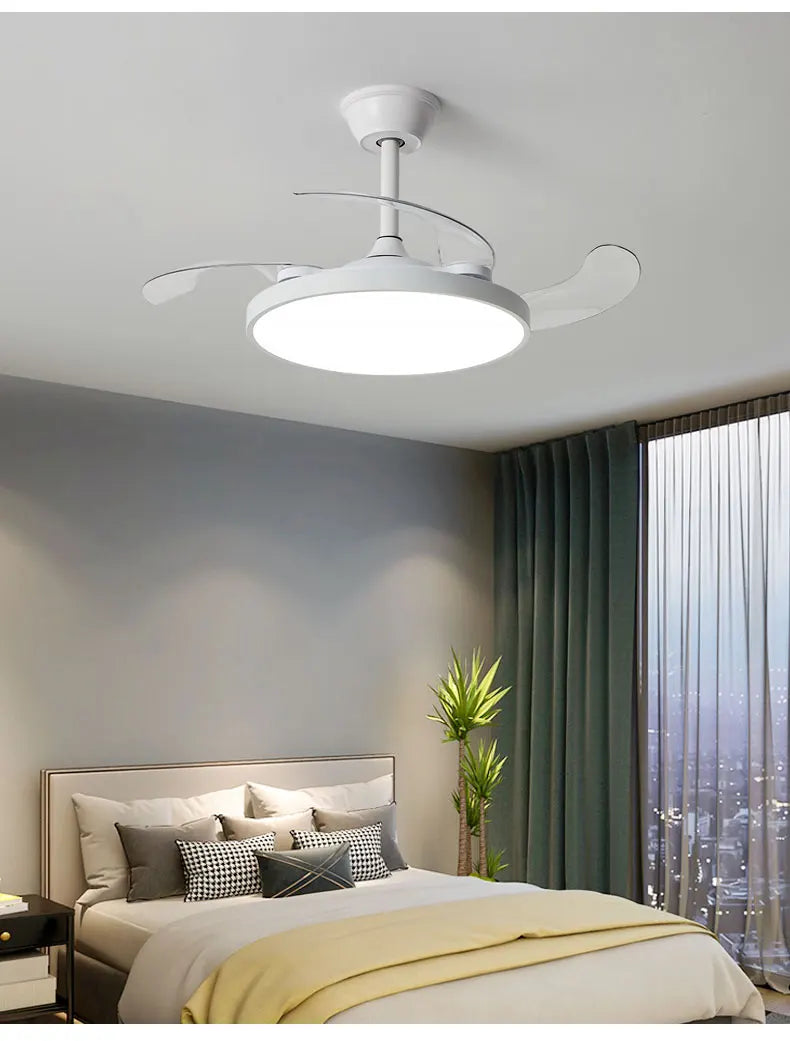 Electric Fan Chandelier Led Ceiling Lamp Room Decoration Dining Table Living Home Silent Bedroom Circulator Fan Light Fixture
