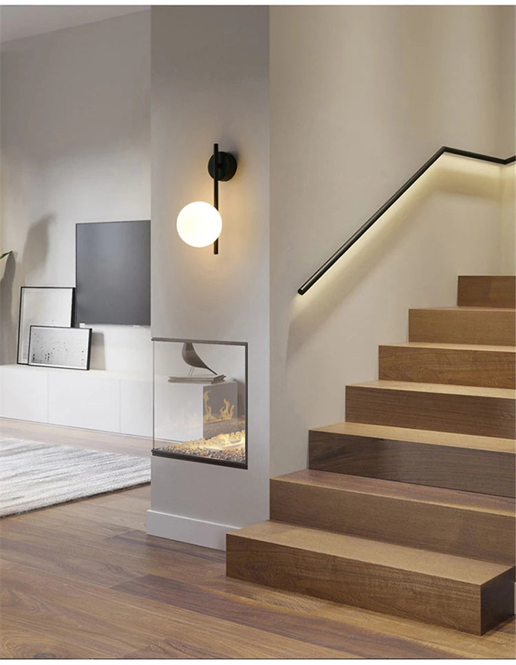 Nordic Home Decoration Lamp White Glass Ball Metal Wall Light 90-260V For Bedroom Corridor Mirror Leisure Area Bedhead Wall Lamp