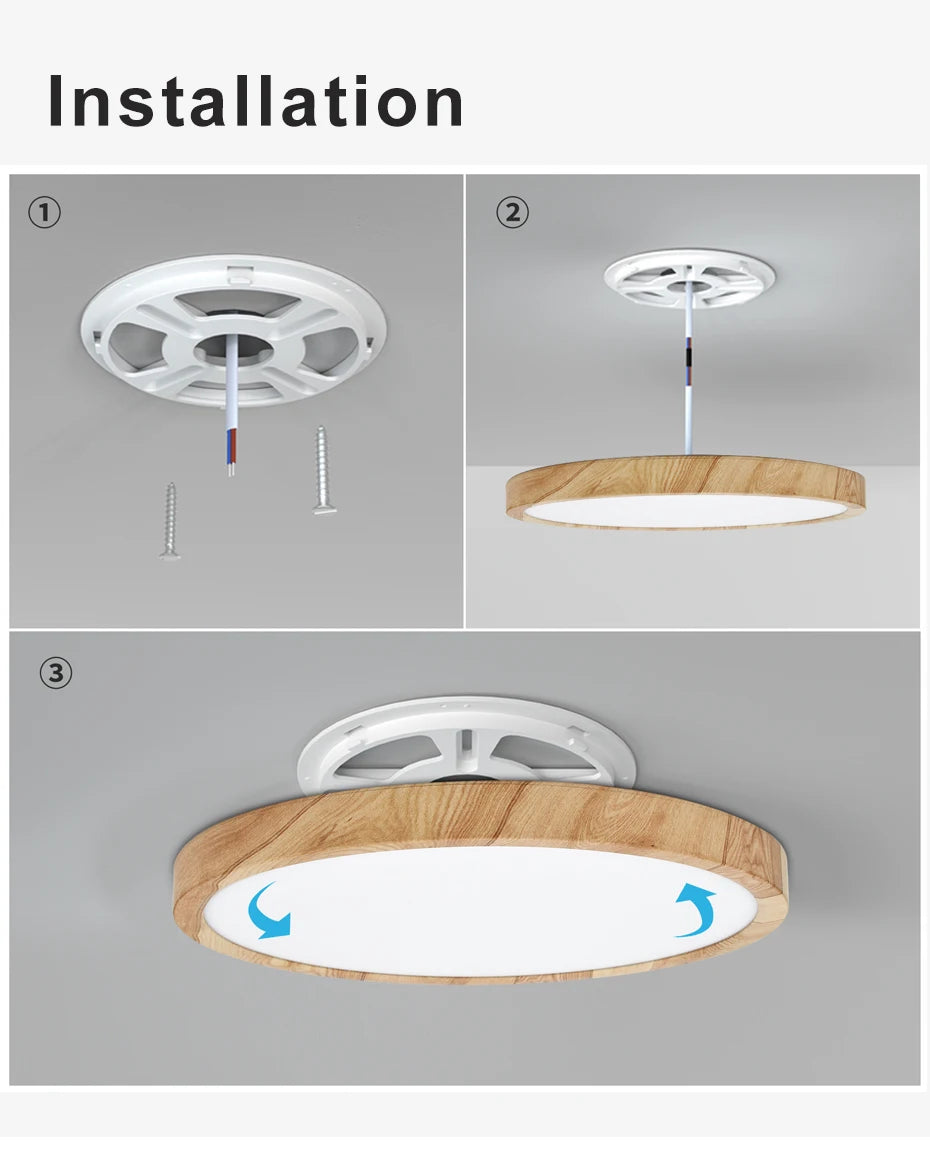 Modern LED Ceiling Light Wood Grain Golden One Light with 3 Colors Home Lighing Kitchen Bedroom Bathroom Surface Ceiling Lamp