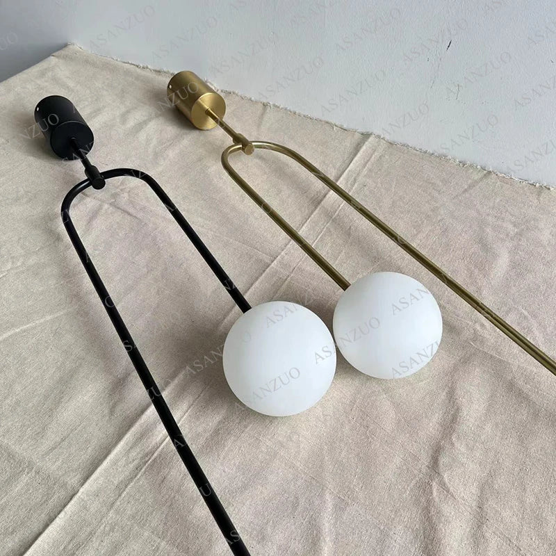 Nordic bedroom bedside restaurant pendant lamp bar simple living room background wall led creative glass ball brass lamp