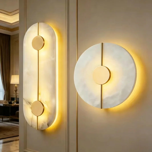 Modern Luxury Creative Marble Wall Light - Alabaster Marble Wall Lamp Sconce for Bedroom Bedside Living Room Aisle Indoor Decor