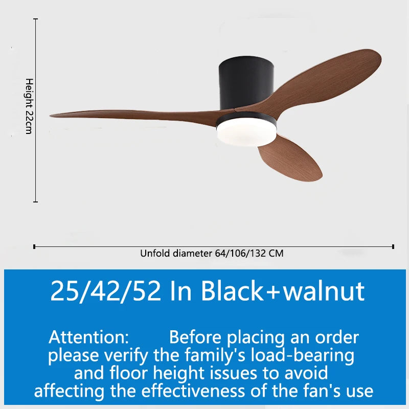 25/42/52inch Modern Ceiling Fan with LED Light APP Control DC motor Large Air Volume Simple Home Fan 110-230V