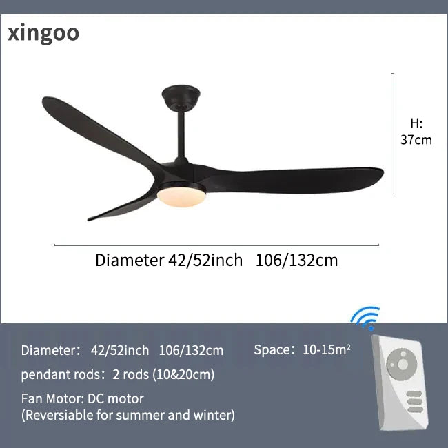 Intelligent LED Ceiling Fan for Home Decoration Pendant Light, Equipped with Reversible Motor, Suitable for Summer and Winter