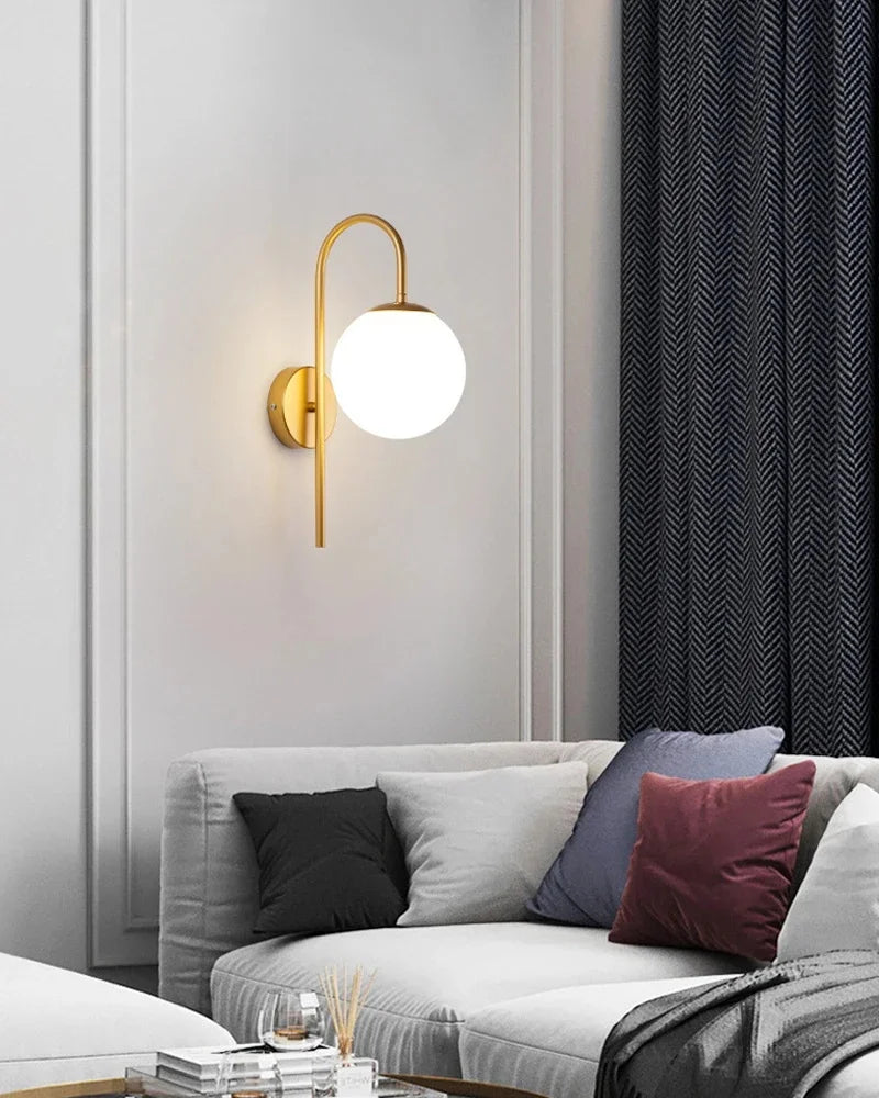Frosted Glass Ball Indoor LED Wall Lamps with Plug Switch Black Gold G9 LED Wall Lights Wall Sconce for Corridor Aisle