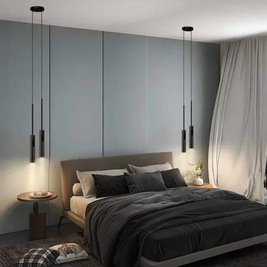 Nordic Black LED Chandelier Pendant Lights Bedroom Bedside Lighting Decor Dining Fixture Hanging Lamp Adjustable Angle Lustres