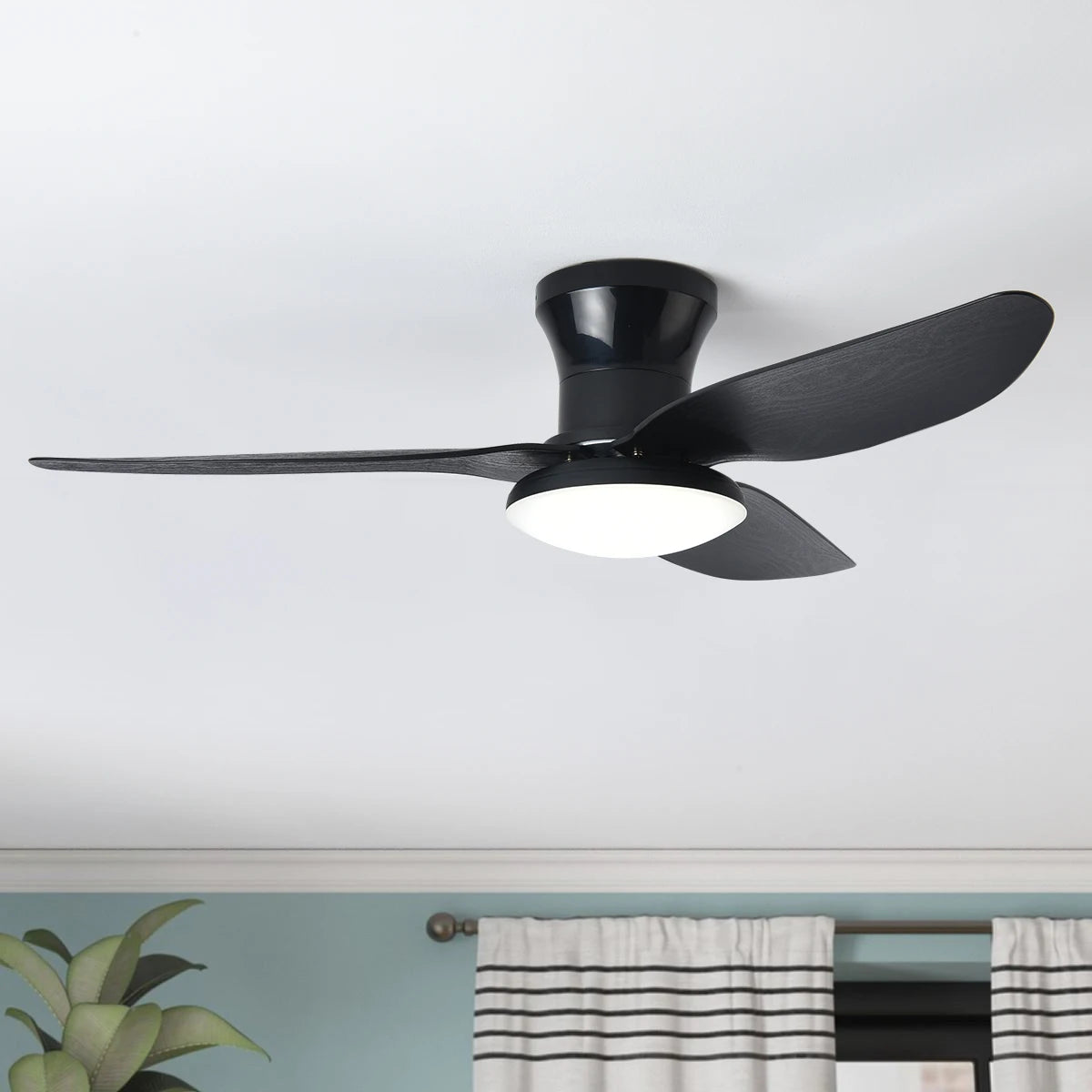 40inch Smart Bedroom LED Ceiling Fans Lights with Remote Control 6 Speeds Wind 3 Blades Dimmable Indoor Ceiling Fan Black White