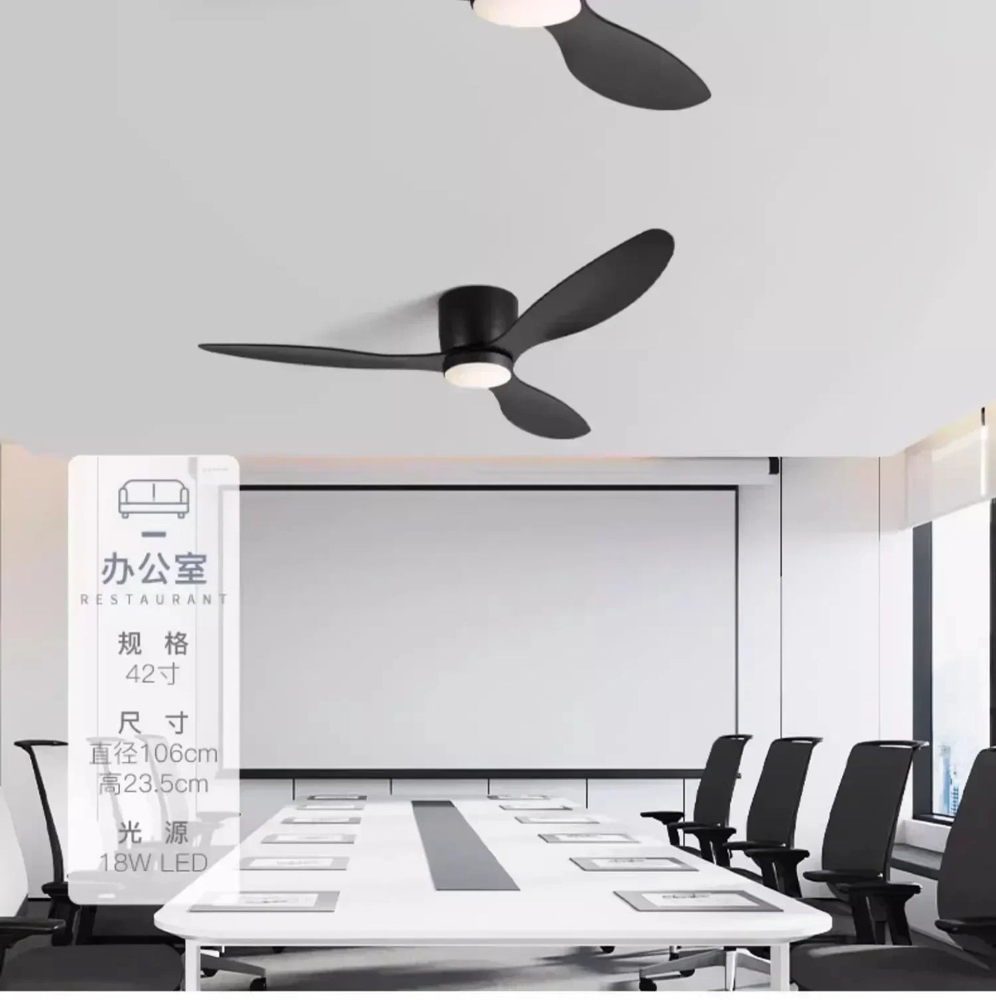 Low Floor Living Room with Lights and Remote Control Ceiling Fan, High Wind Power, Indoor Bedroom, Living Room, Dining Room