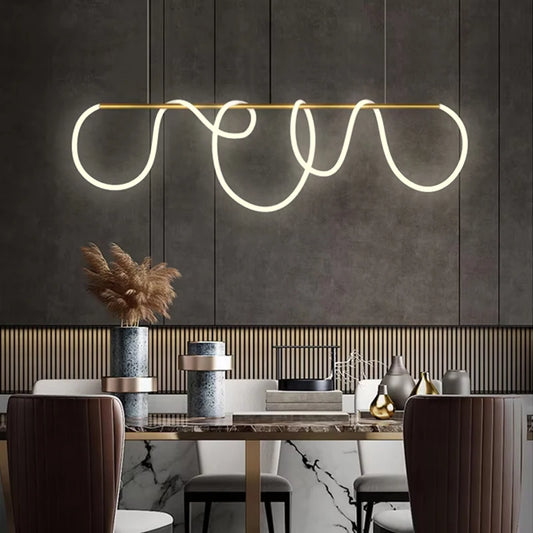 Led Chandeliers For Living Room Dining Pendant Modern Style Hanging Lamp For Ceiling Linear Lamp Long Strip Designer Light 200CM