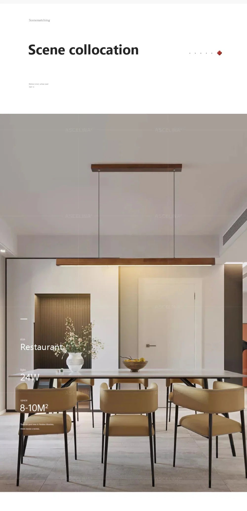 Modern LED Pendant Light wood Long Strip dining table lamp suspension Chandelier for living dining room kitchen lighting fixture