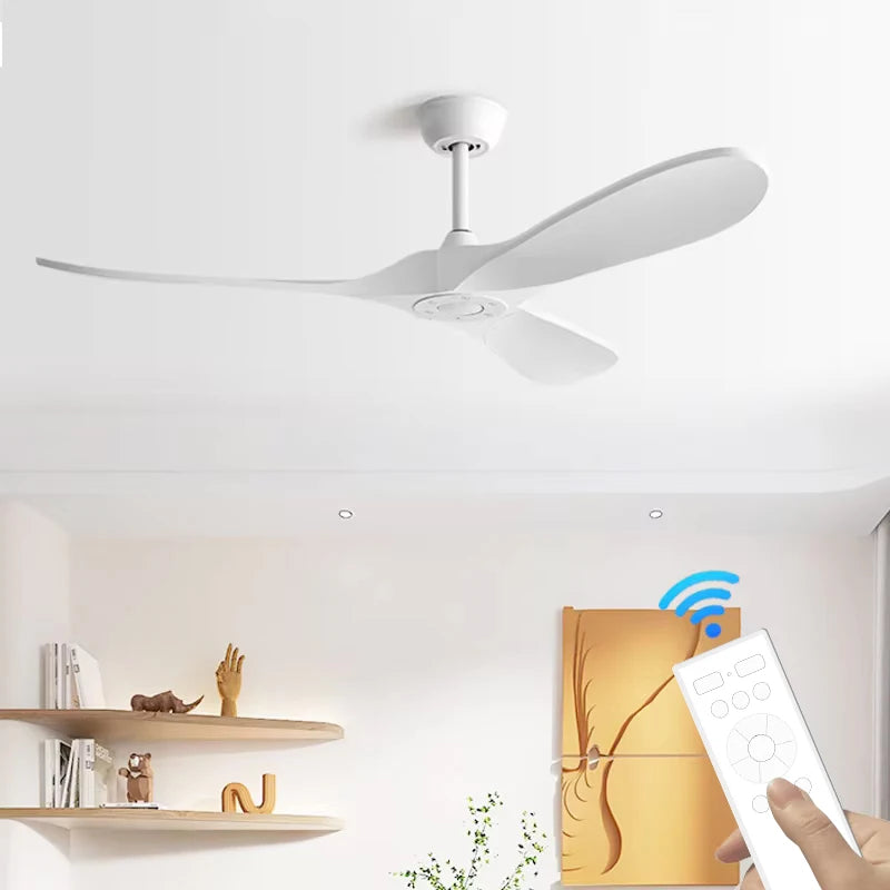 42/52 Inch Nordic LED Ceiling Light Restaurant Living Room Home Remote Control DC Silent Industrial Retro Electric Fan