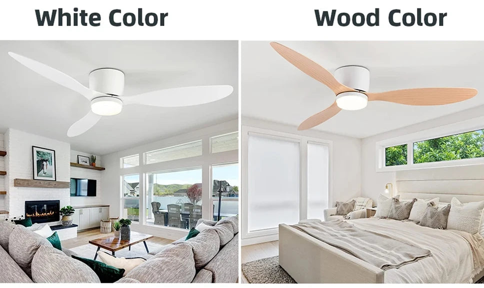 Modern Ceiling Fan with LED Light, DC Motor, Large Air Volume, Remote Control for Kitchen, Bedroom, Dining Room, Patio