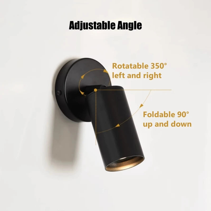 Vintage All-copper GU10 LED Wall Lamp Rotatable Bedroom Bedside Light Retro Indoor Adjustable Angle Brass Mini Reading Spotlight