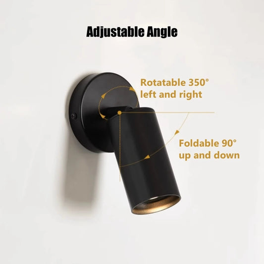 Vintage All-copper GU10 LED Wall Lamp Rotatable Bedroom Bedside Light Retro Indoor Adjustable Angle Brass Mini Reading Spotlight