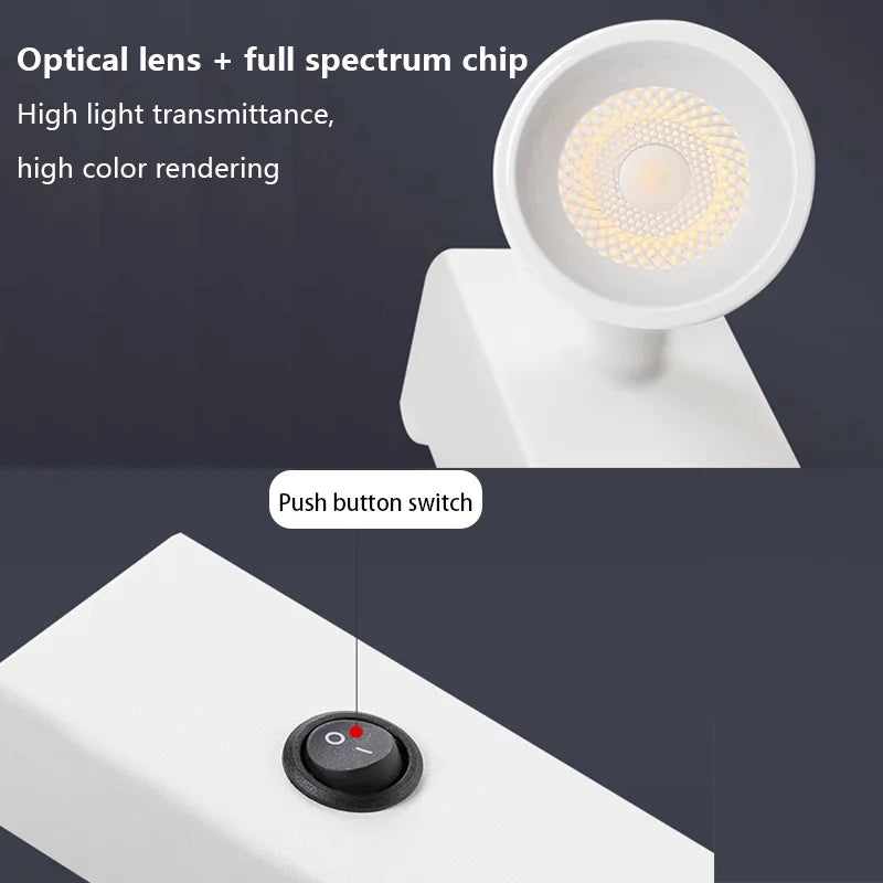 Minimalist Rotate Wall Sconce with Switch Home Decor Study Bedroom Bedside Reading Lamp Spotlight LED Adjustable Angle Wall Lamp