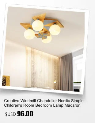 Nordic Style Personalized Macaron Ins Chandelier Bedroom Ceiling Decoration Lamp Modern Minimalist Wood Art Living Room Led Lamp