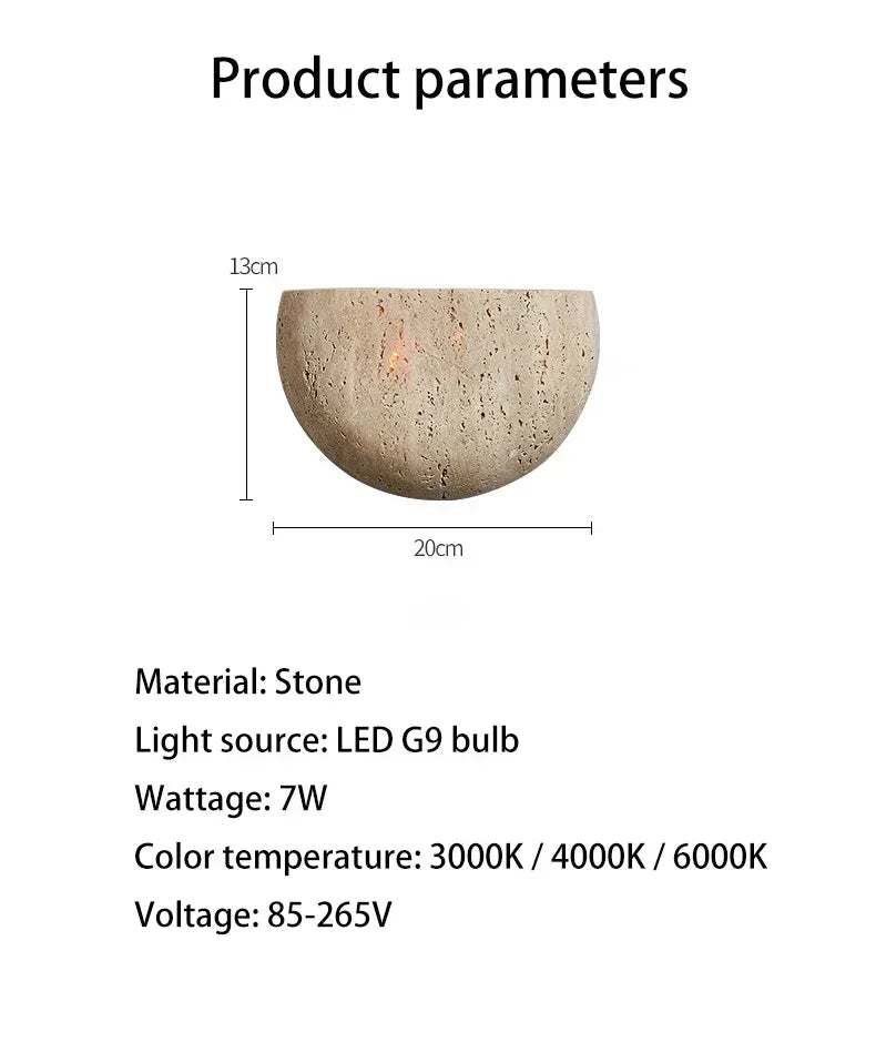 2025 Led Wall Lamp Bedroom Bedside Light Retro Medieval Style Yellow Cave Stone Nature Lighting Fixtures Home Room Decor Interio