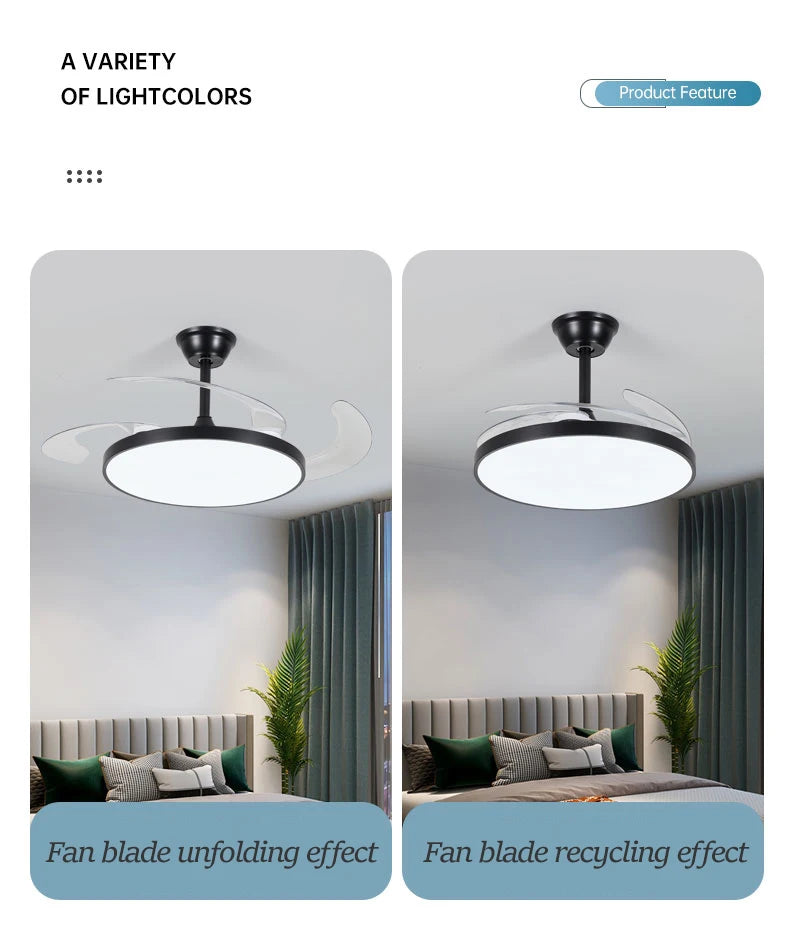 Electric Fan Chandelier Led Ceiling Lamp Room Decoration Dining Table Living Home Silent Bedroom Circulator Fan Light Fixture