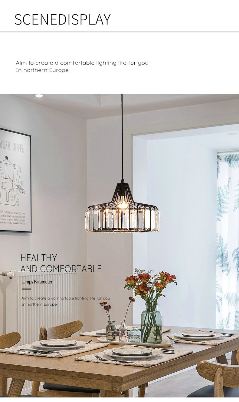 Modern K9 Crystal Pendant Light Led Ceiling Lamp Living Dining Room Nordic Chandelier Aisle Decor Balcony Corridor Fixture Lumi