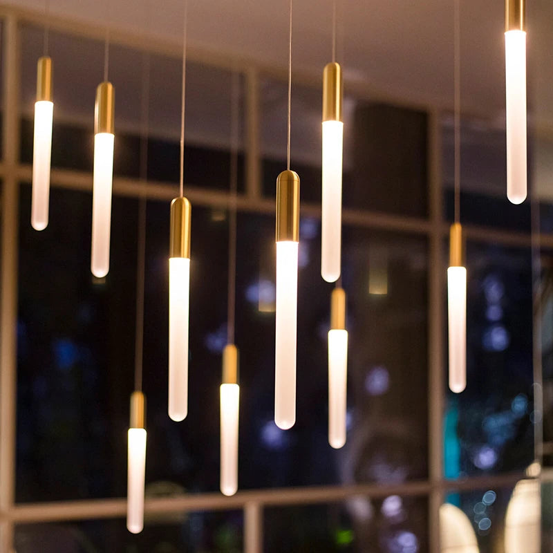 Bar Chandelier Modern Living Room Lamp Hanging Lamps Apartment Villa Hotel Penthouse Chandelier Column Staircase Chandelier