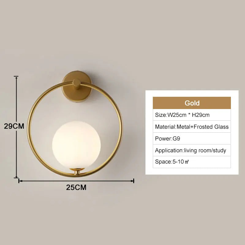 Frosted Glass Ball Indoor LED Wall Lamps with Plug Switch Black Gold G9 LED Wall Lights Wall Sconce for Corridor Aisle