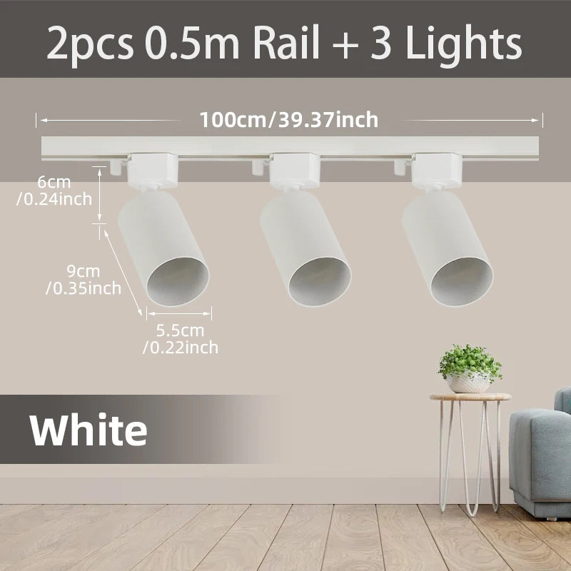 Full Set Track Light Led Ceiling Rail Lights Replaceable GU10 Light Source Spotlight for Living Room Bedroom Led Spot Track Lamp