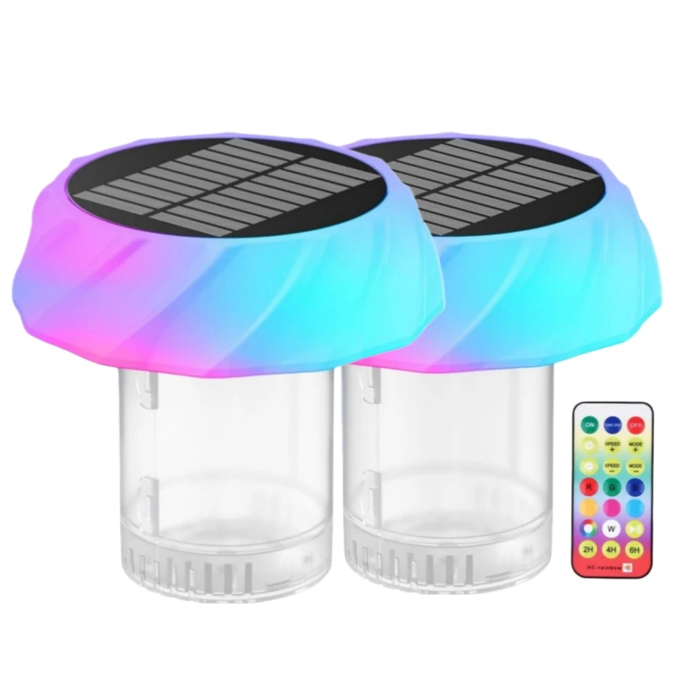 Solar Swimming Pool Lights Pool Chlorine Floater for 3inch Tablets Auto Light up at Night for Pool, Hot Tub,Party Decoration