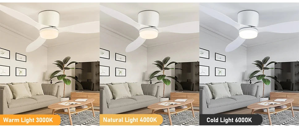 Modern Ceiling Fan with LED Light, DC Motor, Large Air Volume, Remote Control for Kitchen, Bedroom, Dining Room, Patio