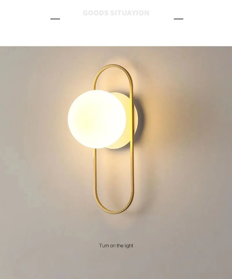 Frosted Glass Ball Indoor LED Wall Lamps with Plug Switch Black Gold G9 LED Wall Lights Wall Sconce for Corridor Aisle