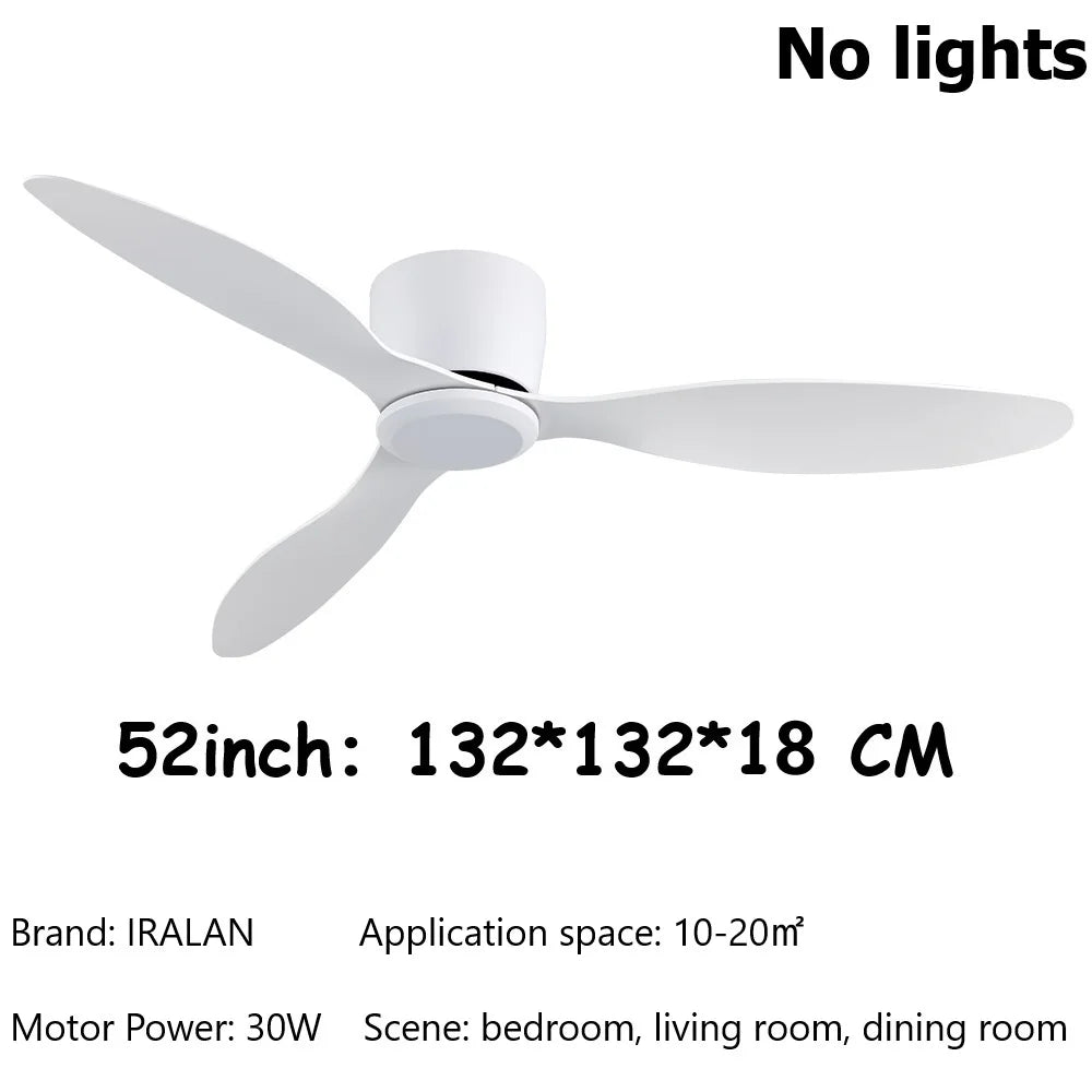 Jelena 42 52 Inch Smart Ceiling Fan No Light DC Motor Cooling Fans Lamp Low Floor Ceiling Fan with Remote Control Electric fan