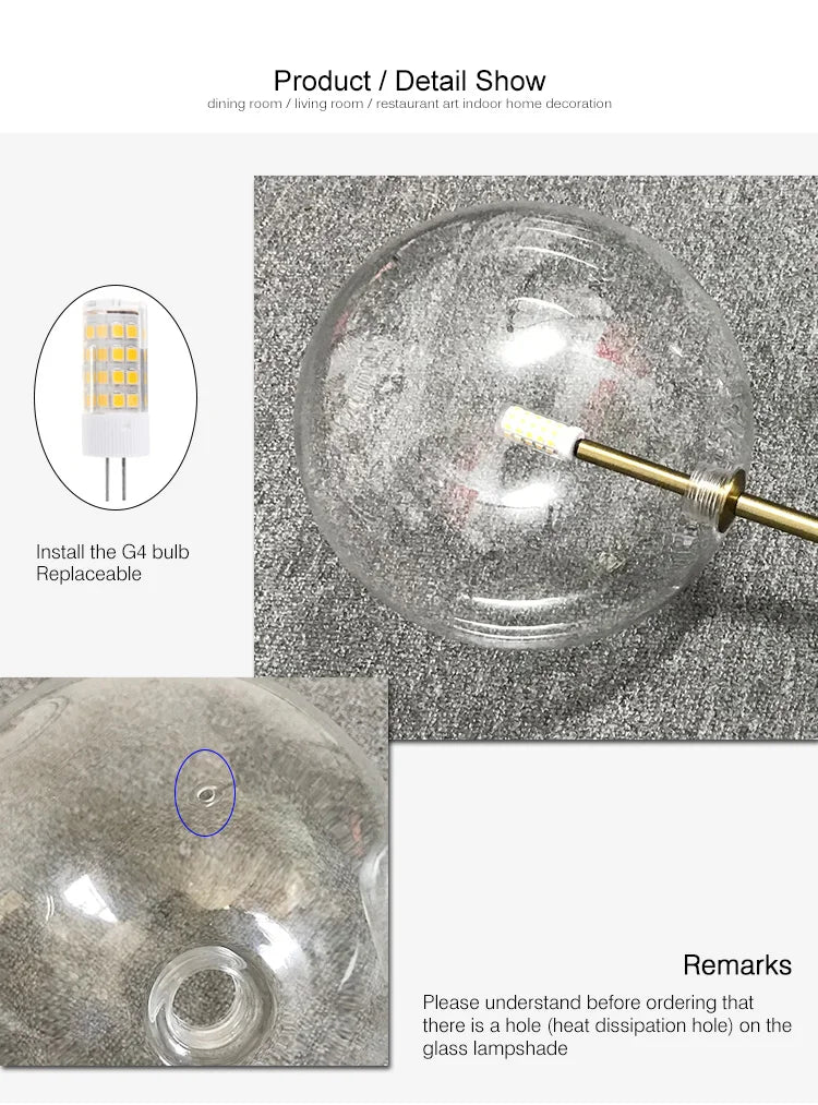 Modern Luxury Glass Ball Chandelier Lighting Fixtures Living Room Bedroom Decor Pendant Lights Restaurant Stairs Hanging Lamp