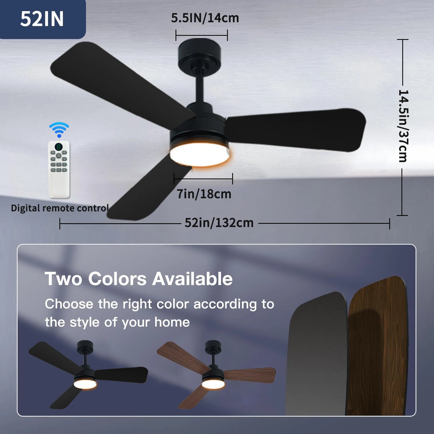 40 Inch Ceiling fan With Lights, For Living Rooms, Bedrooms, Dining Rooms, And Study Rooms, With Silent Remote Control Fan Light