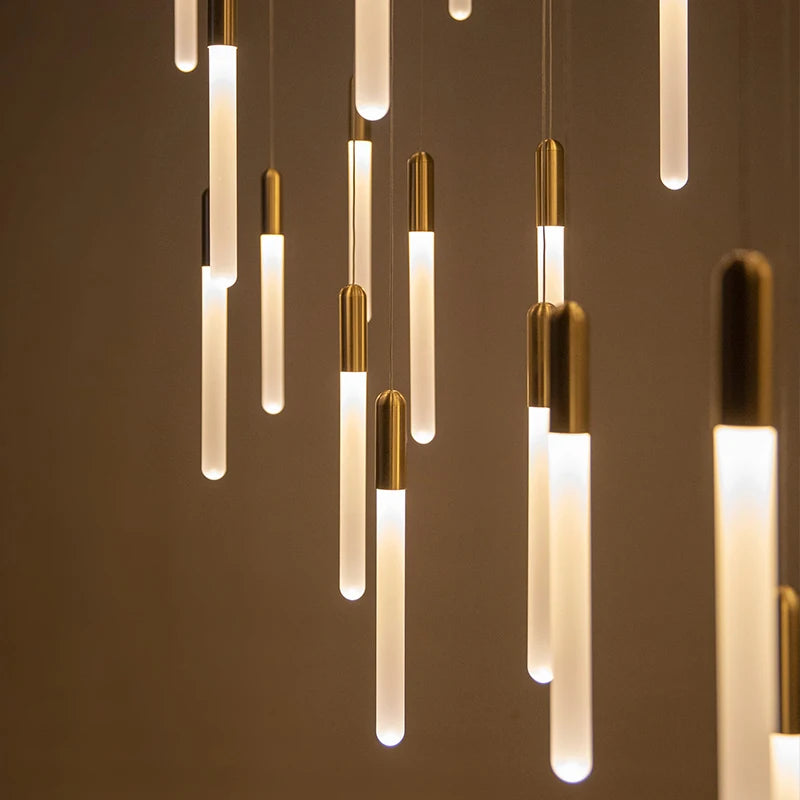 Bar Chandelier Modern Living Room Lamp Hanging Lamps Apartment Villa Hotel Penthouse Chandelier Column Staircase Chandelier