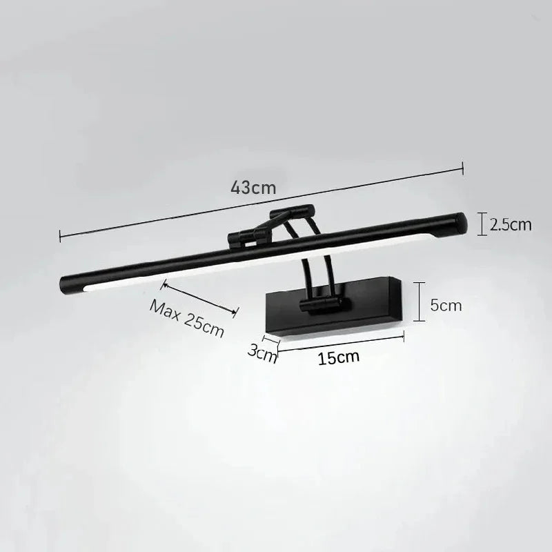 Mirror Front Light Bathroom Mirrors Cabinet Foldable Telescopic Adjustable Washbasin Shower Closet Strip LED Makeup Fill Light